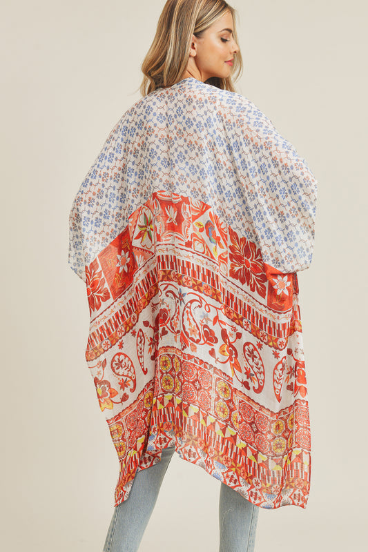 Flowy Lightweight Multi Print Boho Kimono
