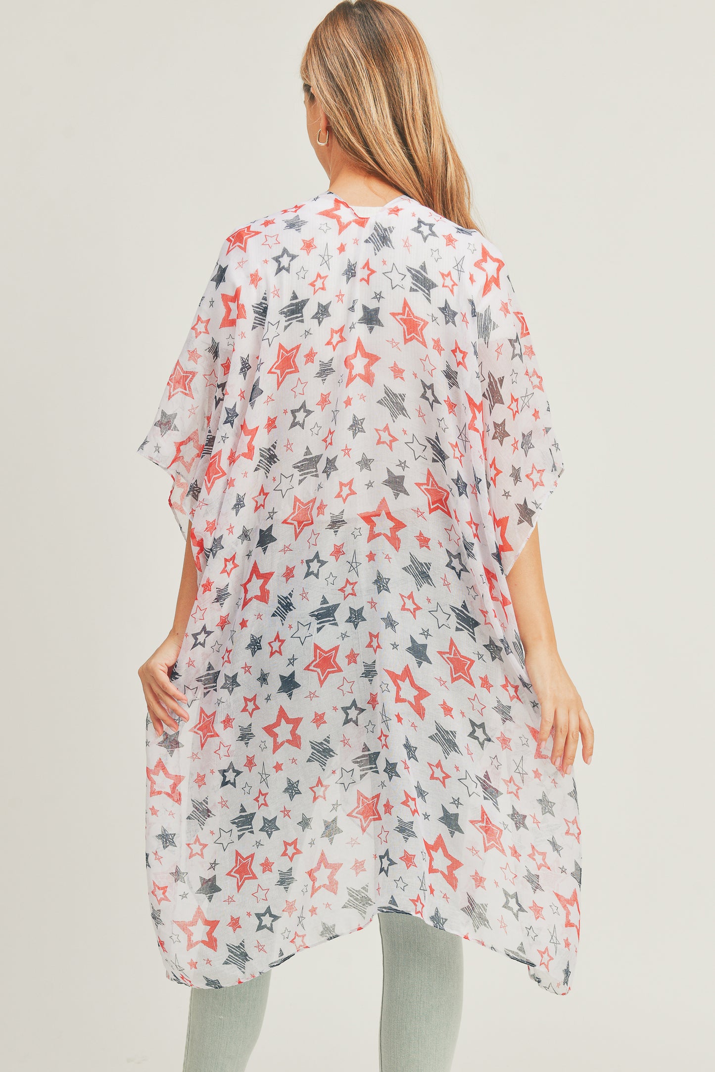 Lightweight Multi Star Print Kimono
