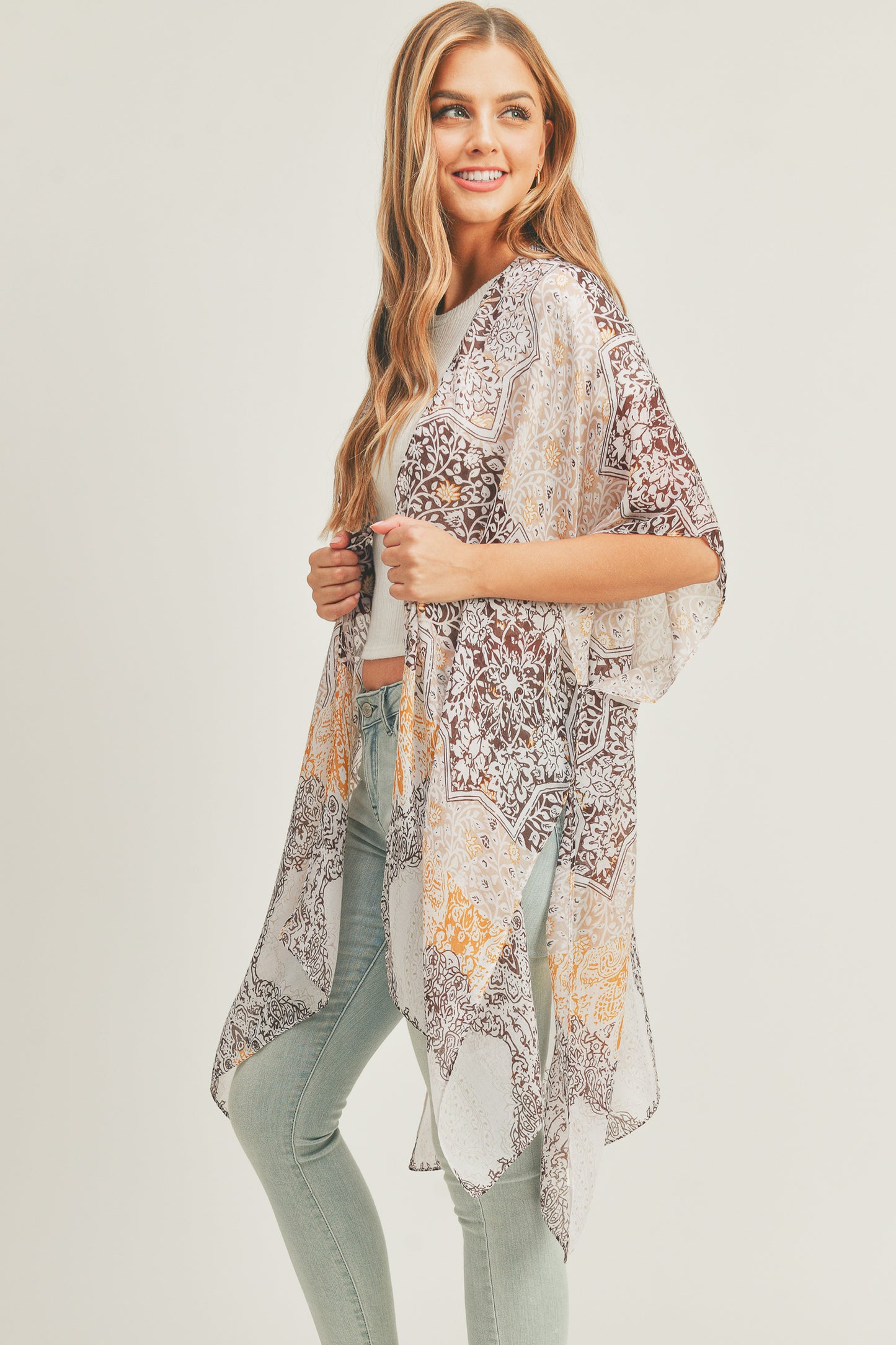 Summer's Lightweight All Over Mixed Print Kimono