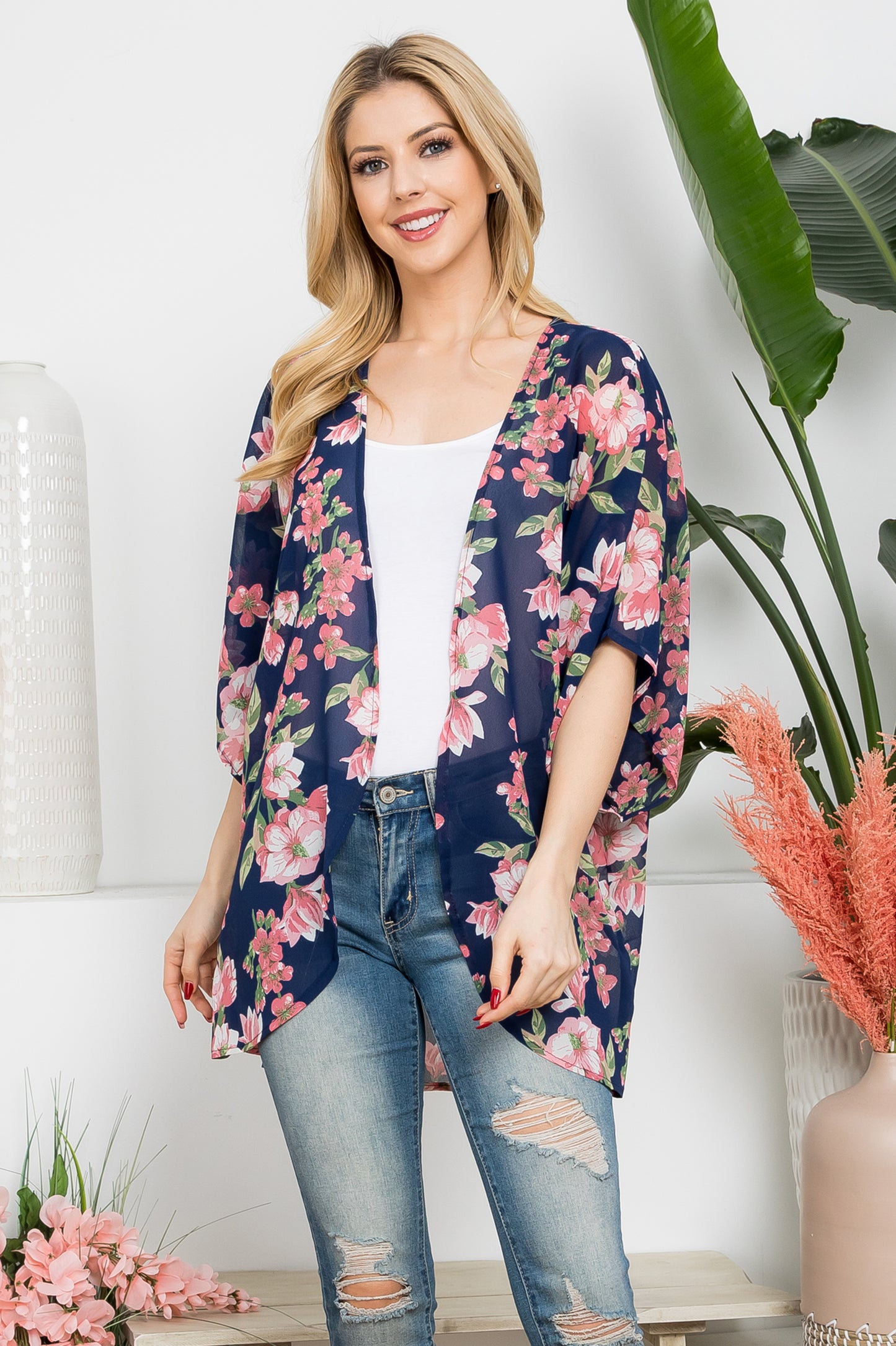 Floral Open Front Kimono