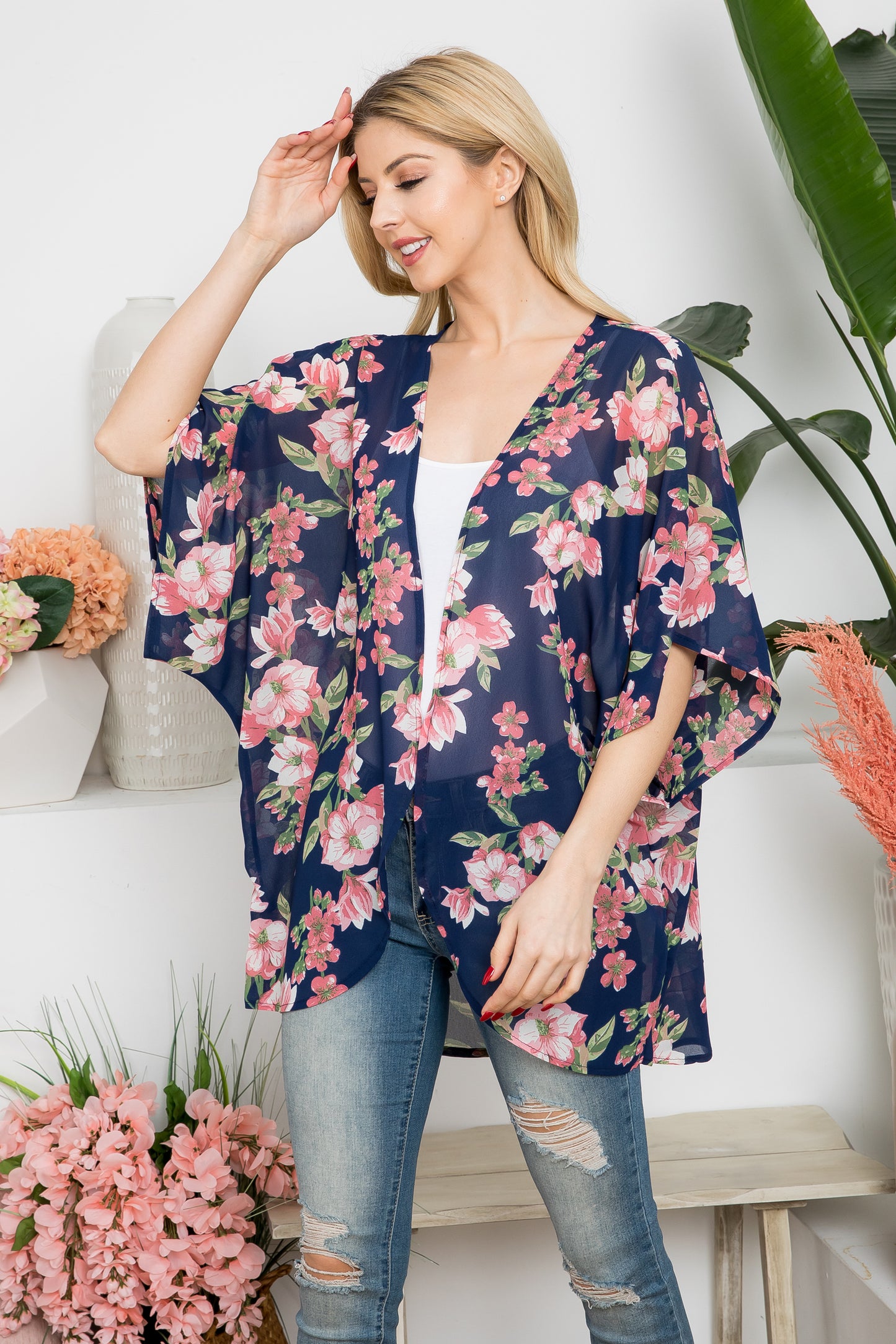 Floral Open Front Kimono