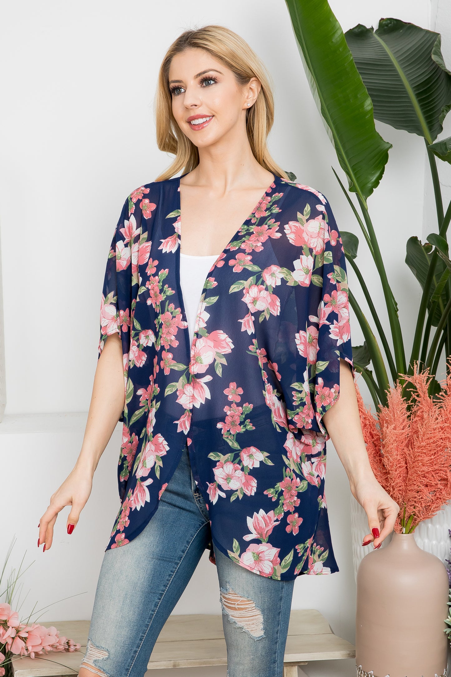 Floral Open Front Kimono