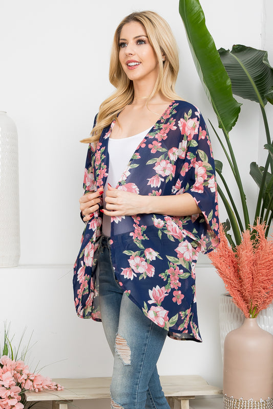 Floral Open Front Kimono