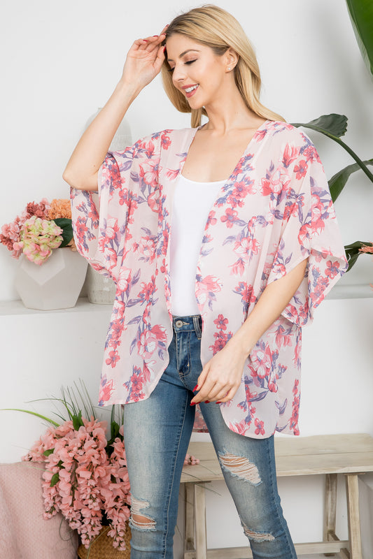 Floral Open Front Kimono