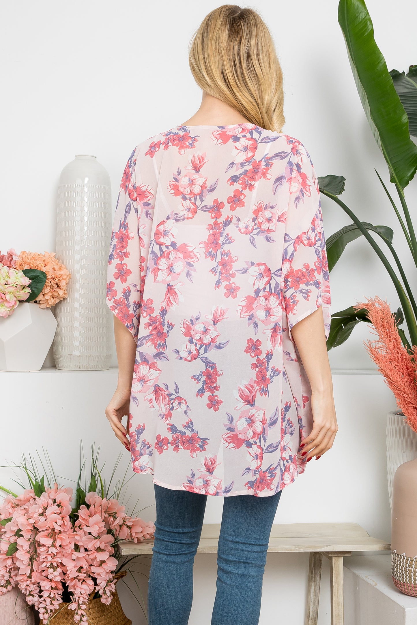 Floral Open Front Kimono