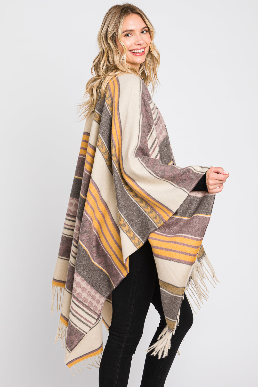 Aztec Pattern Fringe Ruana