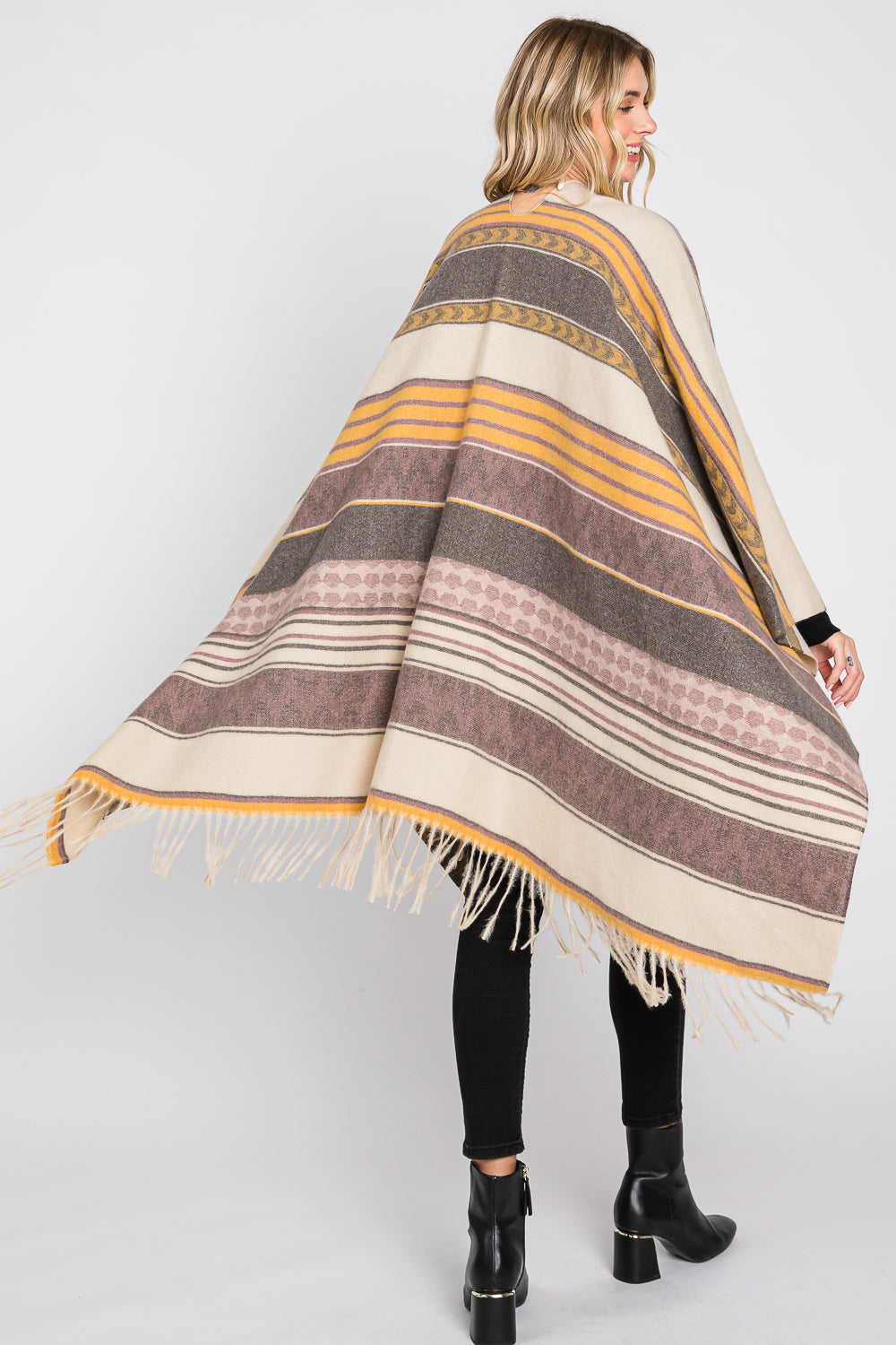 Aztec Pattern Fringe Ruana