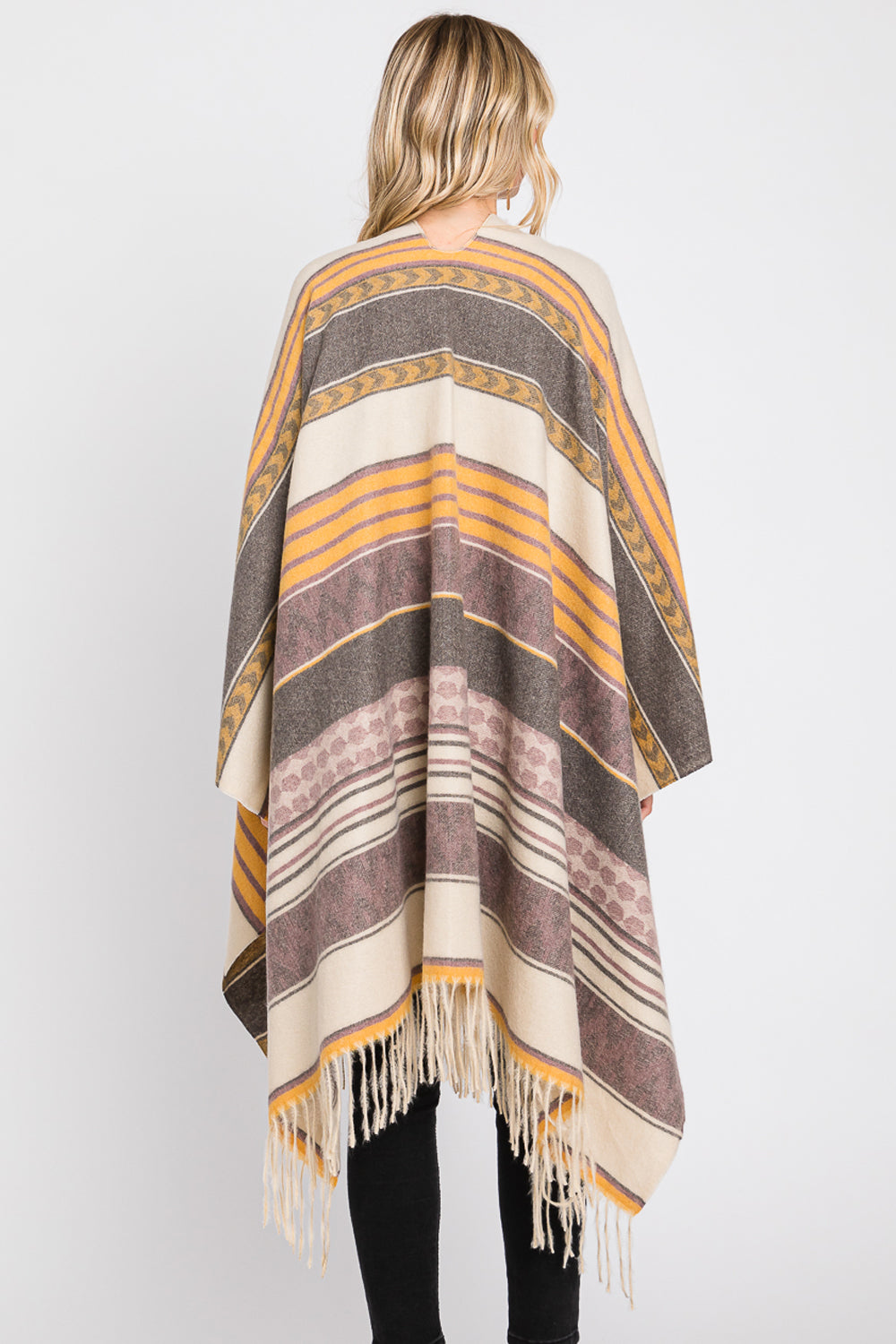 Aztec Pattern Fringe Ruana