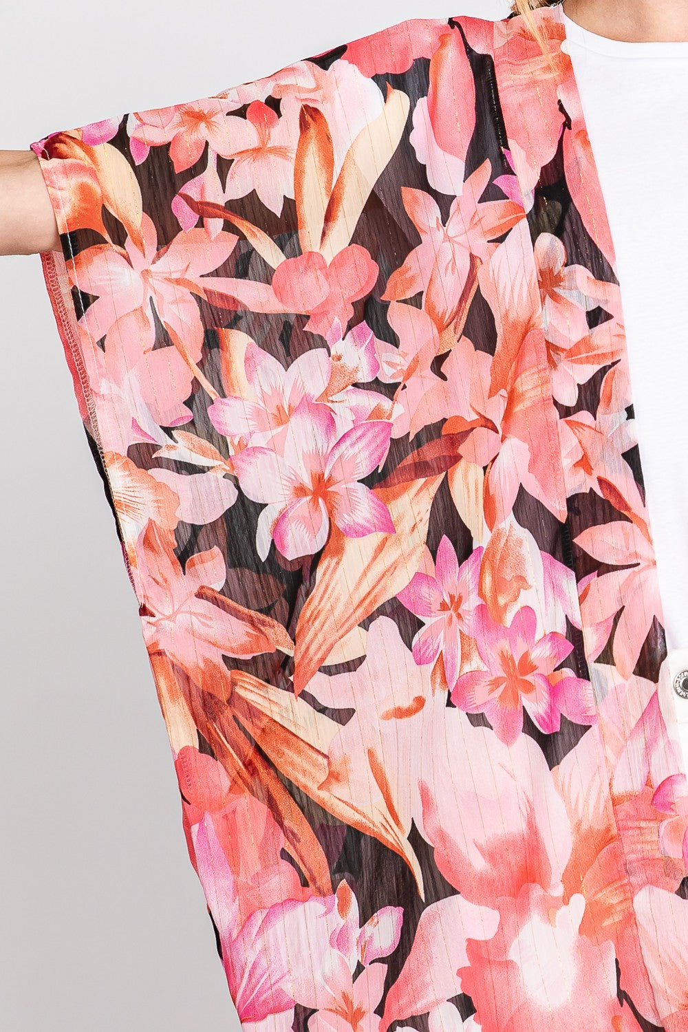 Lightweight Floral Print Beach Cover-Up