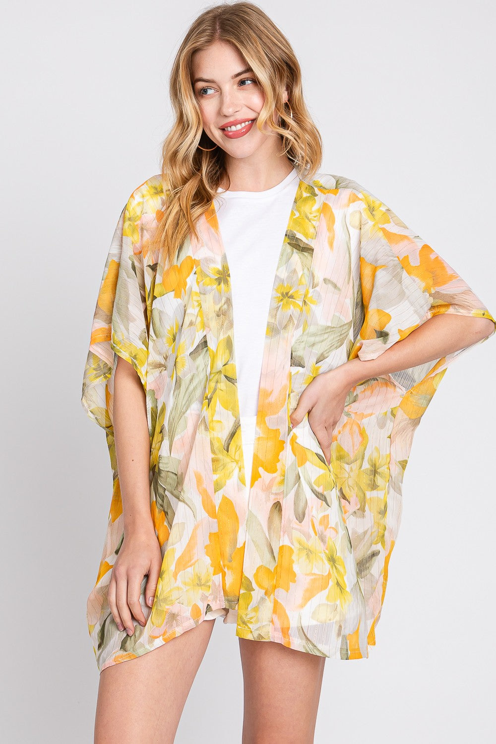 Lightweight Floral Print Beach Cover-Up