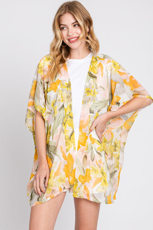 Lightweight Floral Print Beach Cover-Up