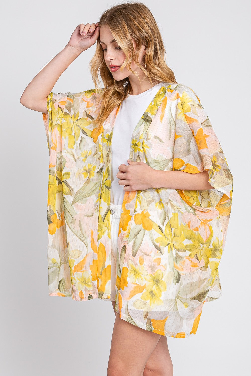 Lightweight Floral Print Beach Cover-Up