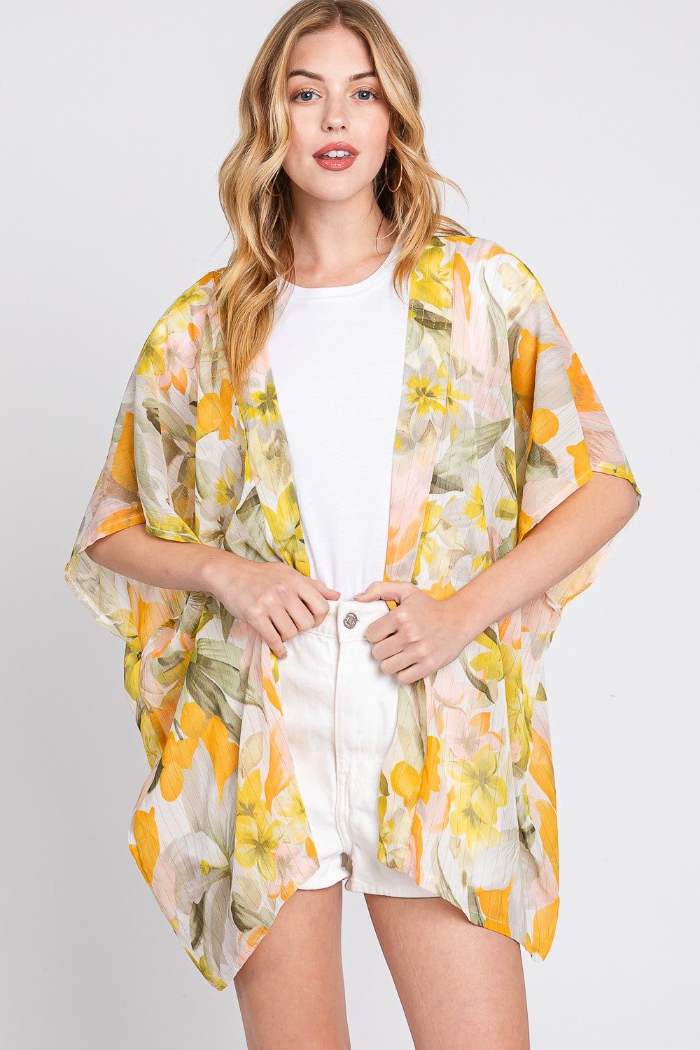 Lightweight Floral Print Beach Cover-Up