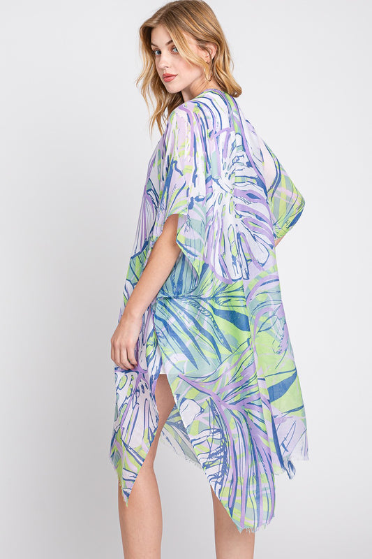 Hand Drawn Tropical Leaves Kimono