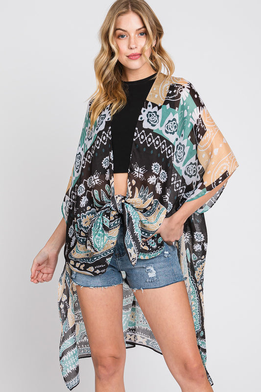 Stylish Geometric Boho Print Fashion Kimono