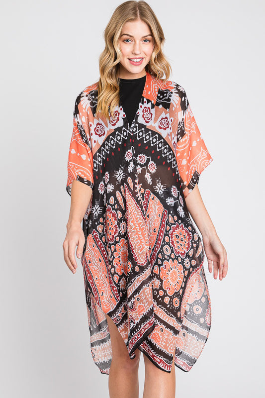 Stylish Geometric Boho Print Fashion Kimono