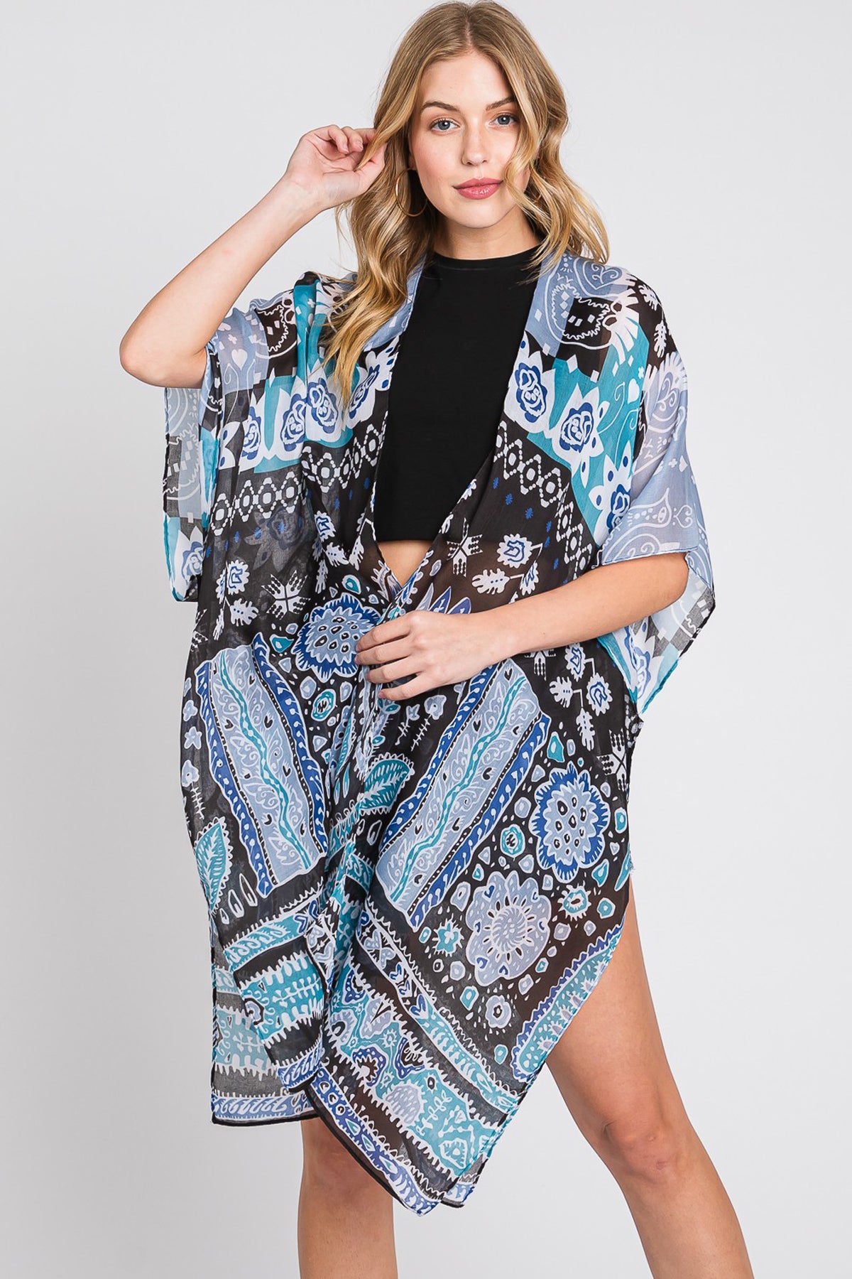 Stylish Geometric Boho Print Fashion Kimono