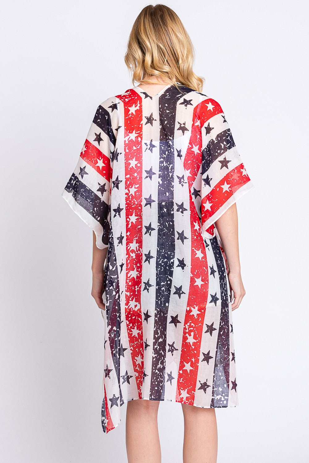 American Flag Star Print Kimono
