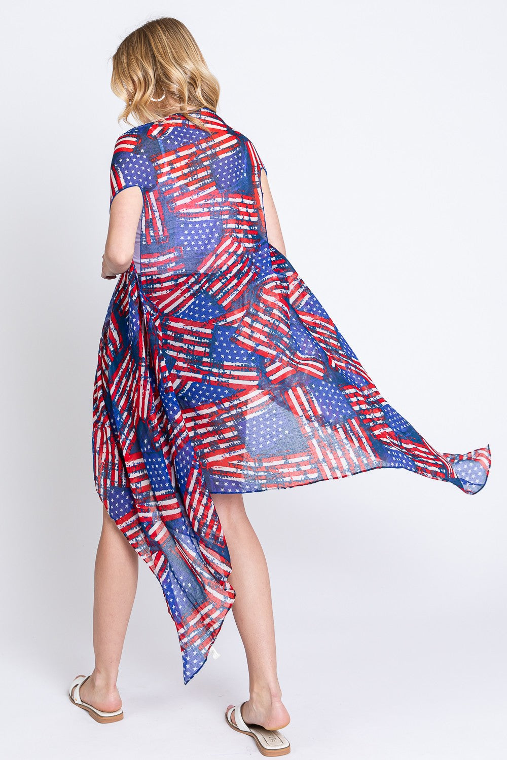 Semi See-through American Flag Print Vest