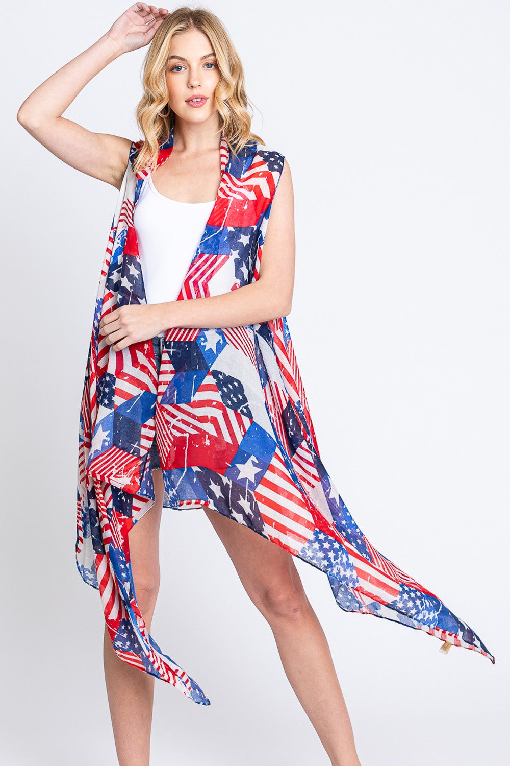 American Flag Print Stylish Vest