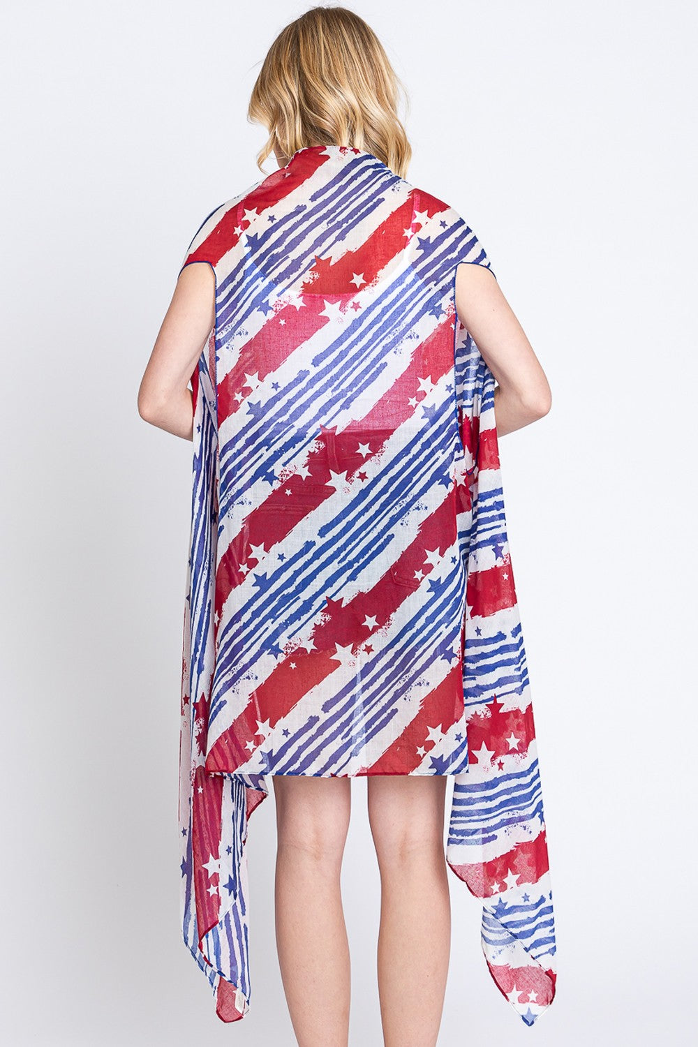 American Flag Striped Design Flowy Vest