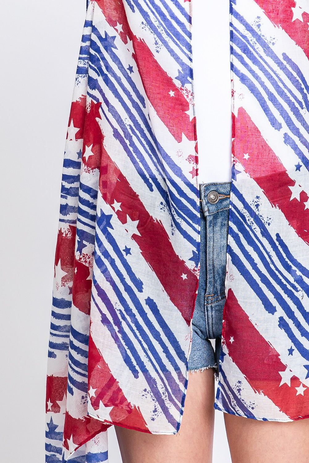 American Flag Striped Design Flowy Vest