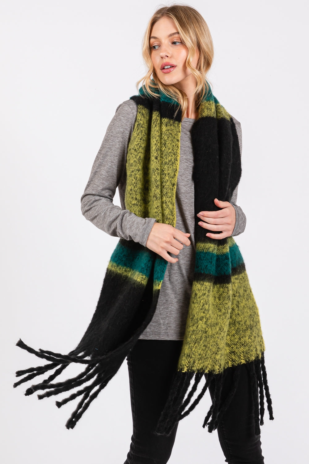 Brushed Multi Color Stripe Scarf