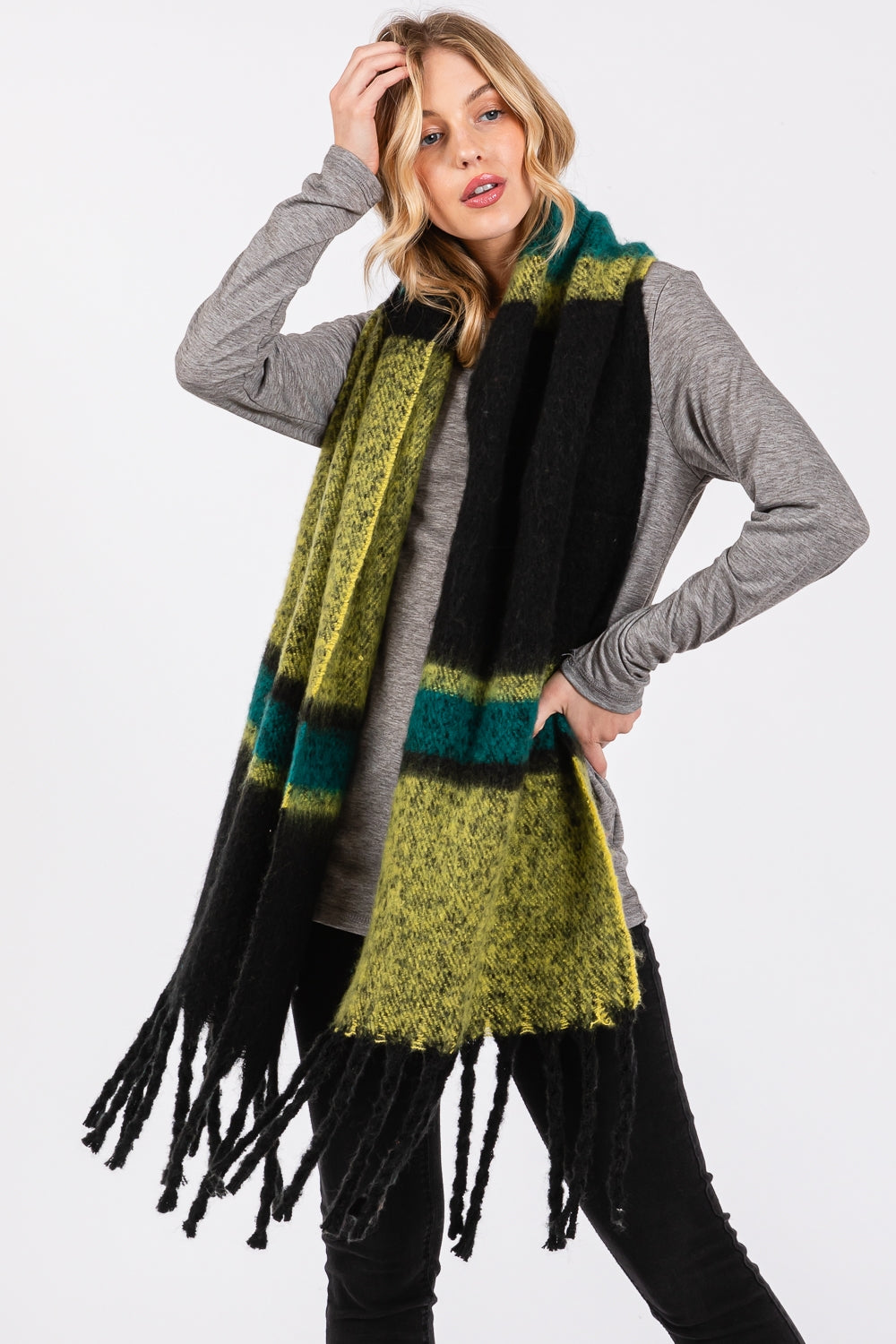 Brushed Multi Color Stripe Scarf
