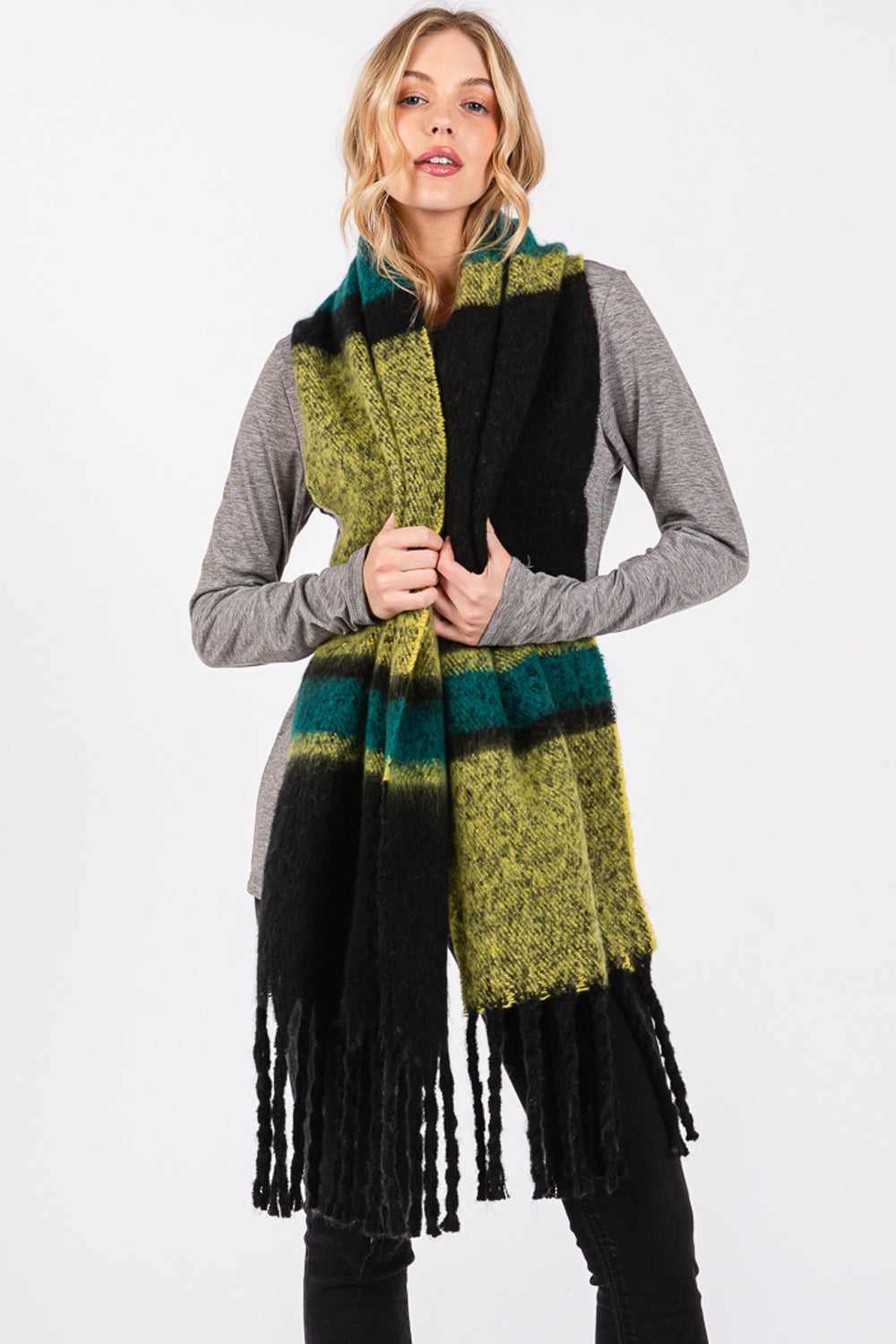 Brushed Multi Color Stripe Scarf