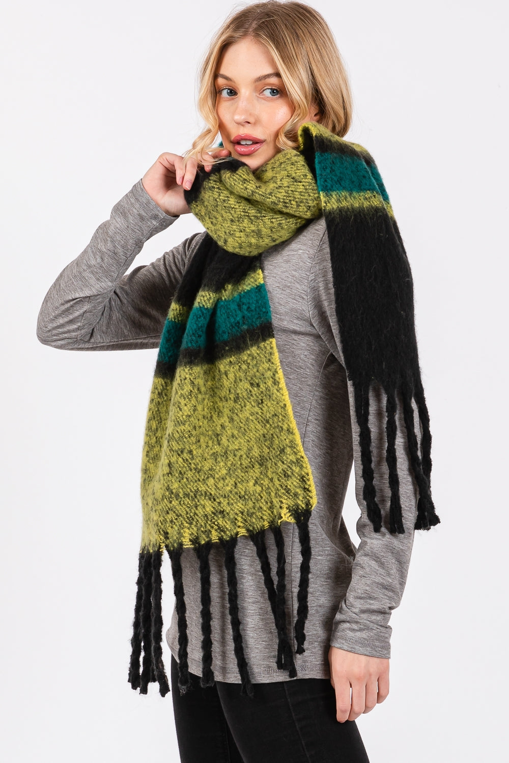 Brushed Multi Color Stripe Scarf
