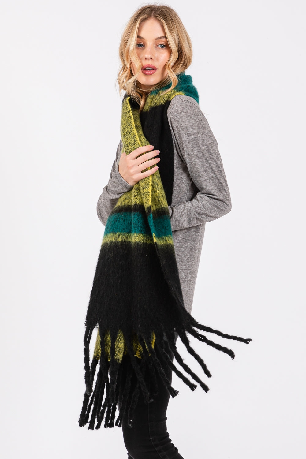Brushed Multi Color Stripe Scarf