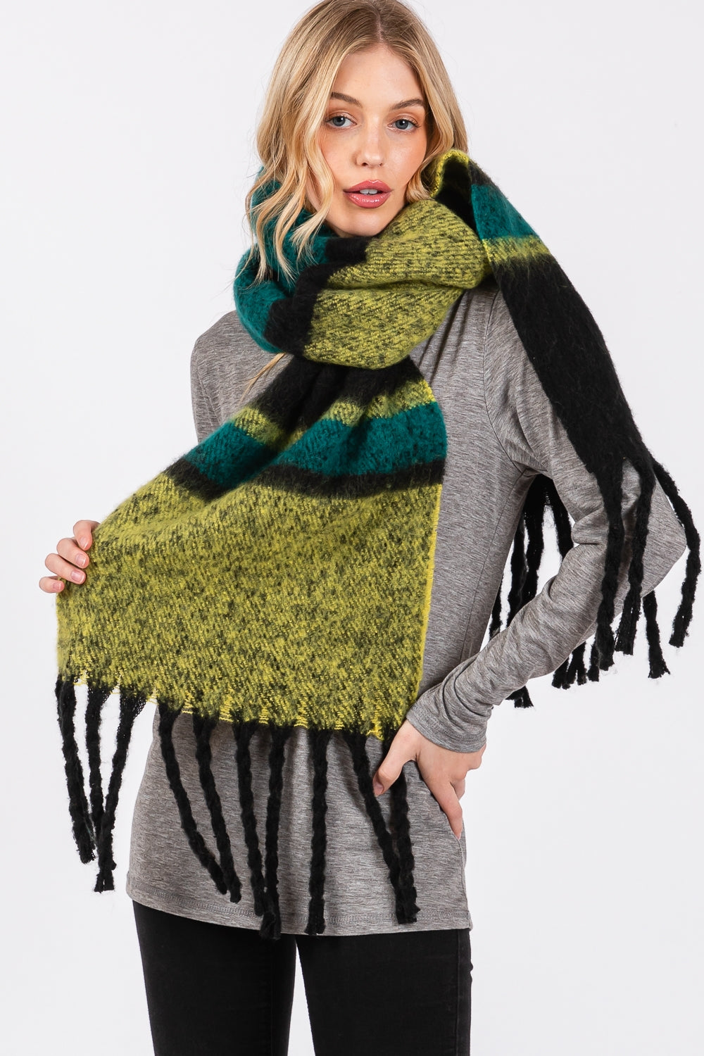 Brushed Multi Color Stripe Scarf