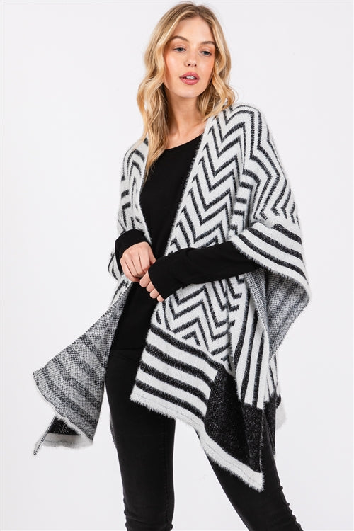 Fuzzy Chevron Pattern Ruana