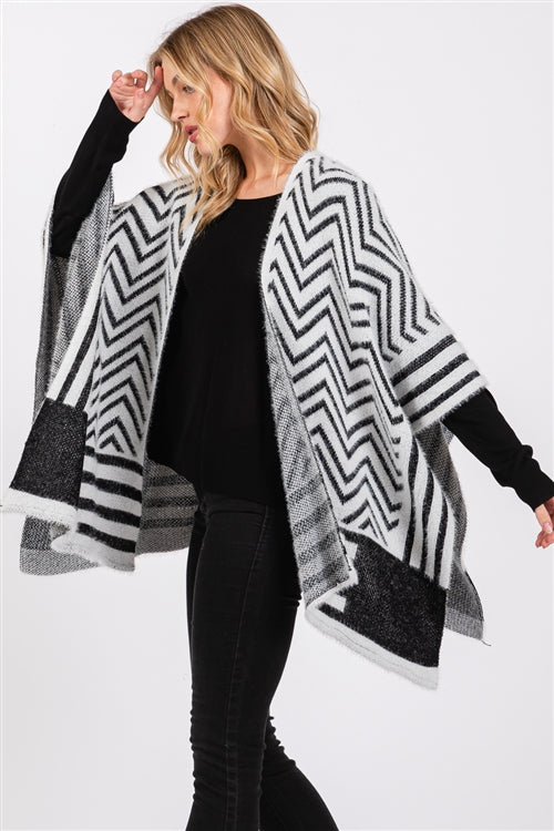Fuzzy Chevron Pattern Ruana