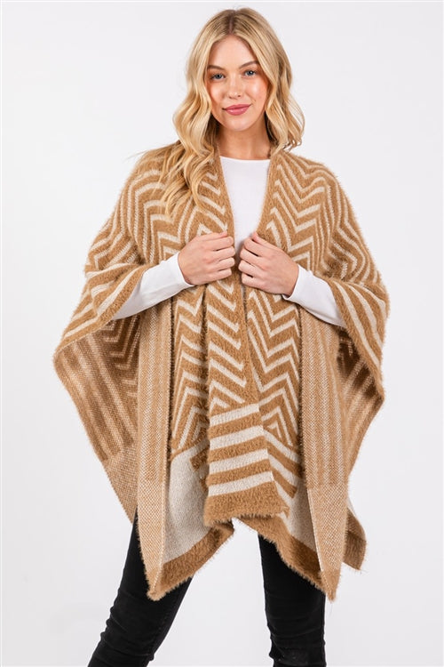 Fuzzy Chevron Pattern Ruana