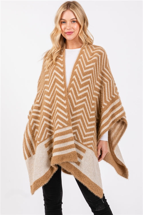 Fuzzy Chevron Pattern Ruana