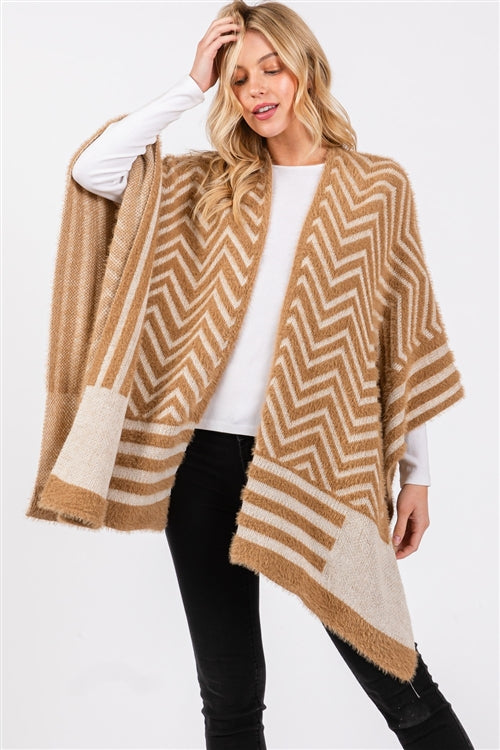 Fuzzy Chevron Pattern Ruana