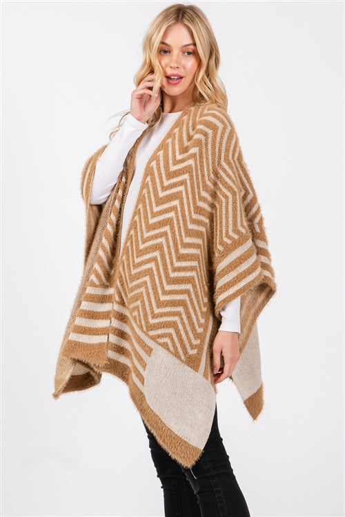 Fuzzy Chevron Pattern Ruana