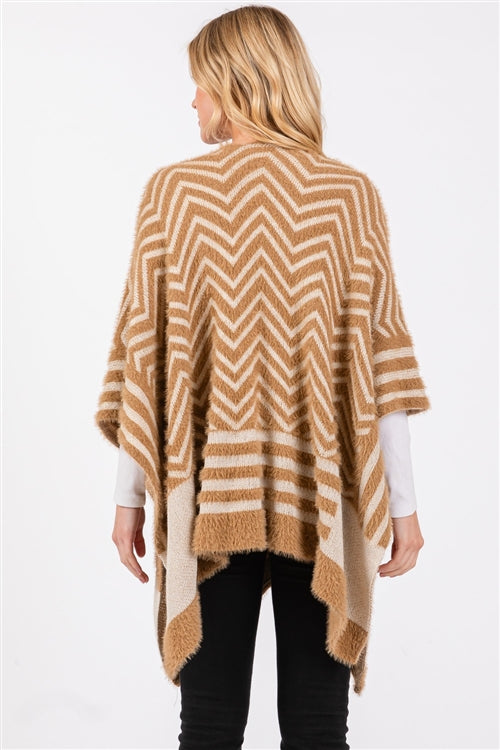 Fuzzy Chevron Pattern Ruana