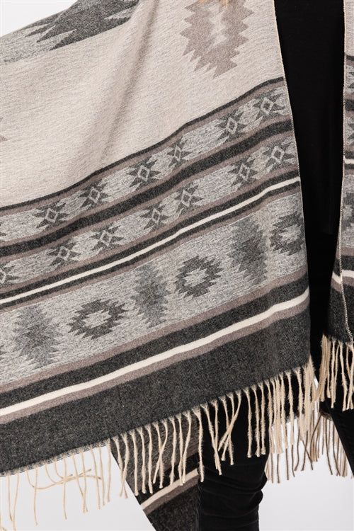 Aztec Pattern Fringe Ruana