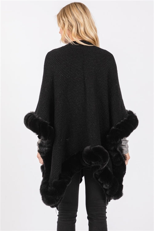 Faux Fur trim Cape With Closure