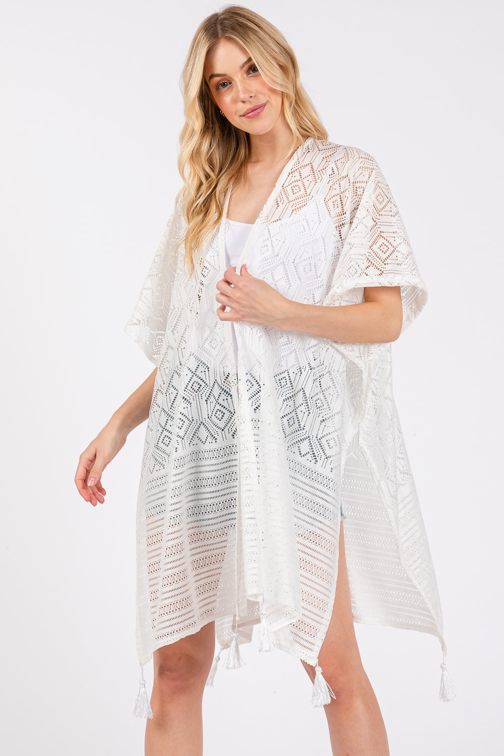 Geometric Pattern Tassel Cover Up