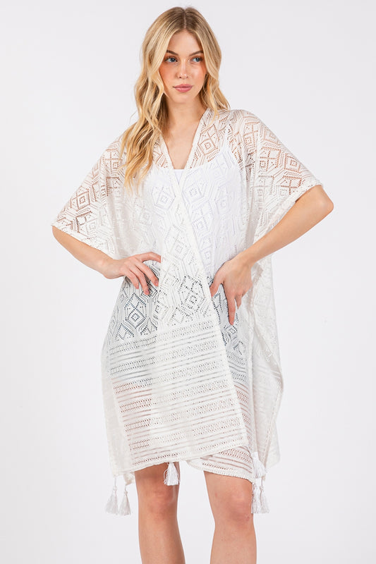 Geometric Pattern Tassel Cover Up