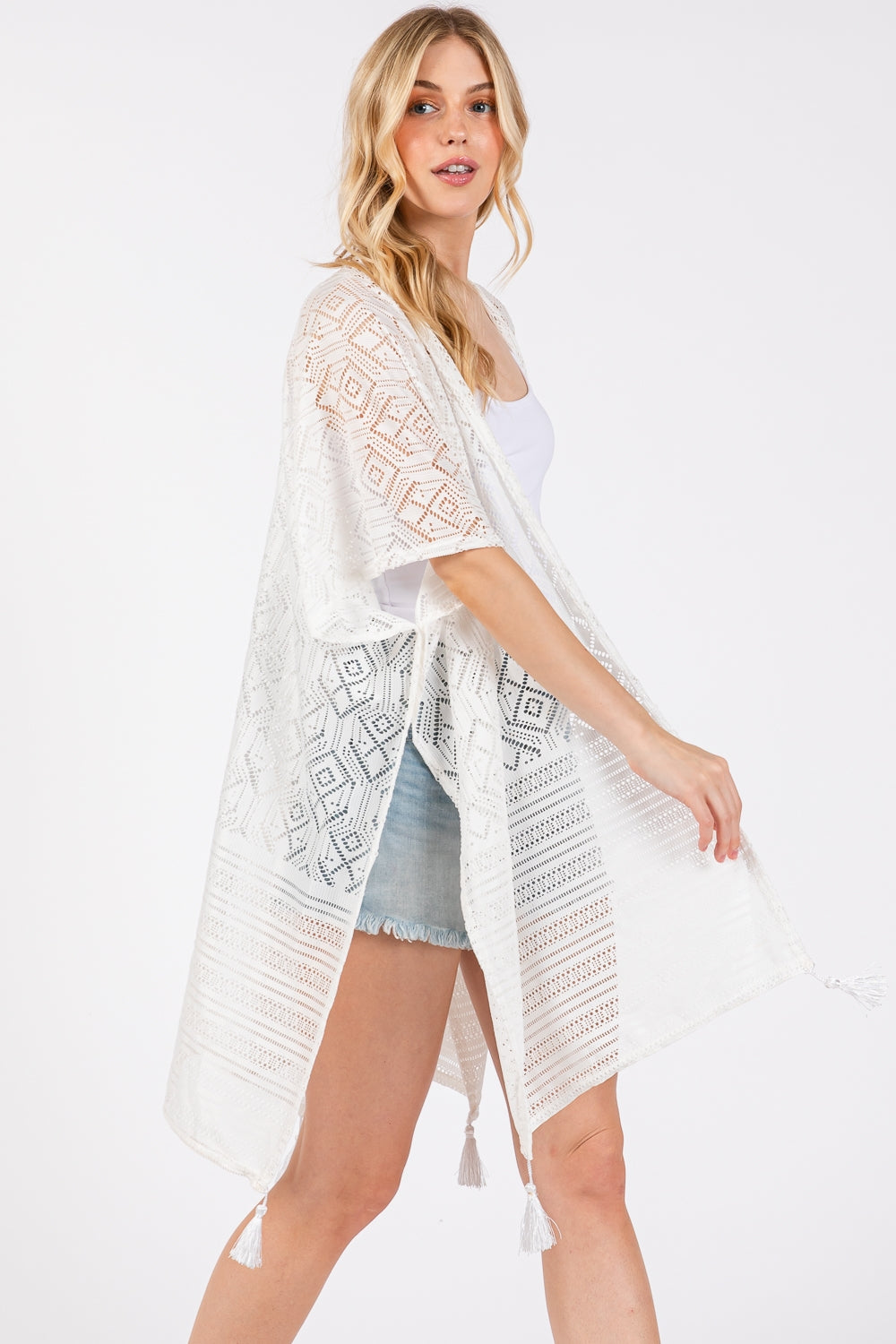Geometric Pattern Tassel Cover Up