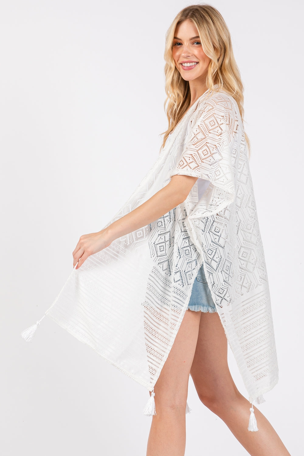 Geometric Pattern Tassel Cover Up