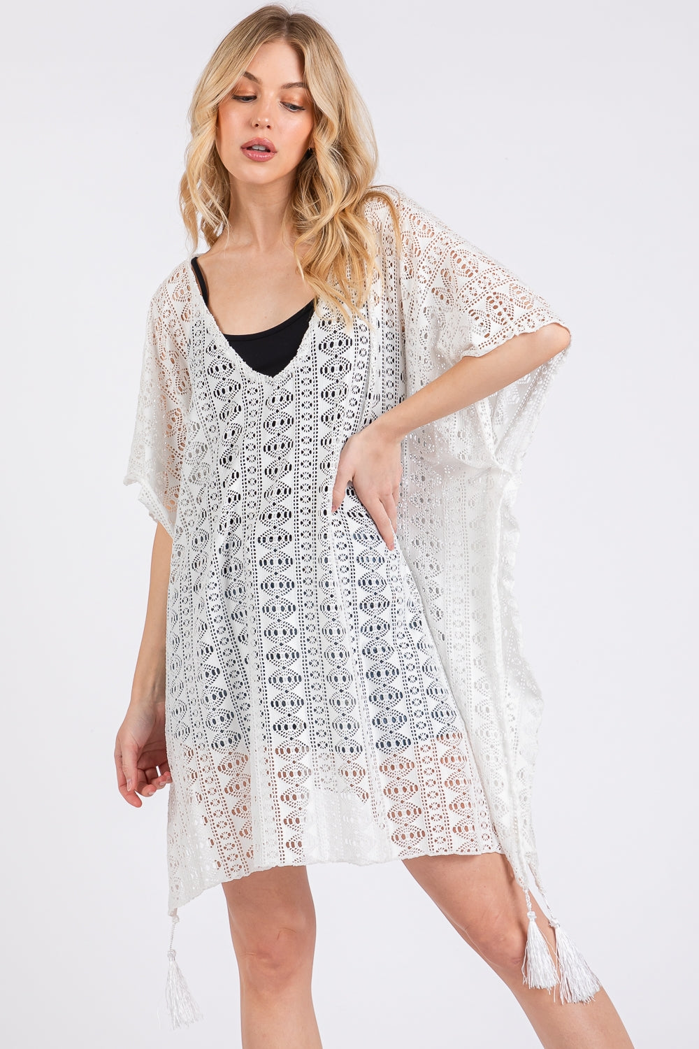 Crochet Lace Tassel Cover Up