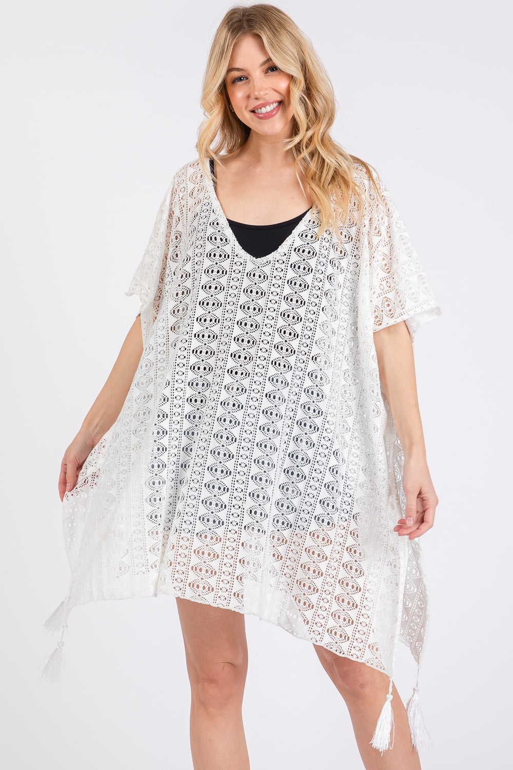 Crochet Lace Tassel Cover Up