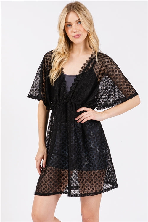 V-Neck Detailed Crochet Lace Cover-Up