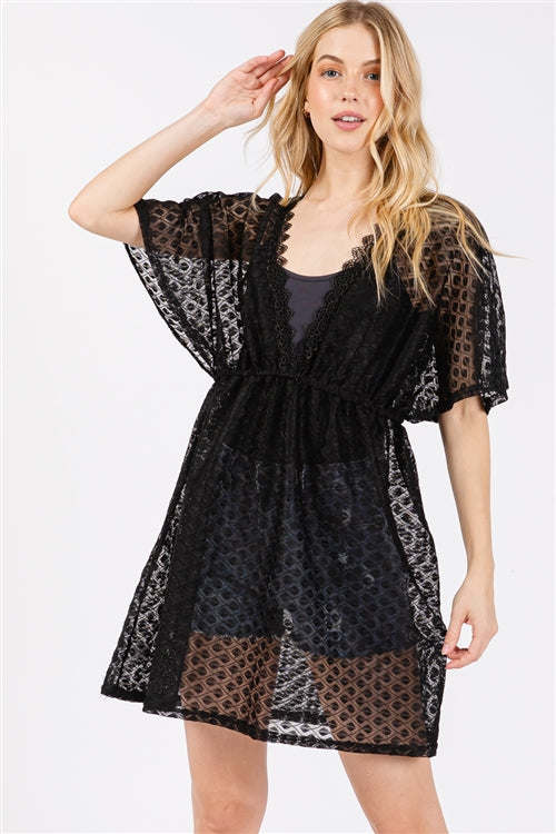V-Neck Detailed Crochet Lace Cover-Up