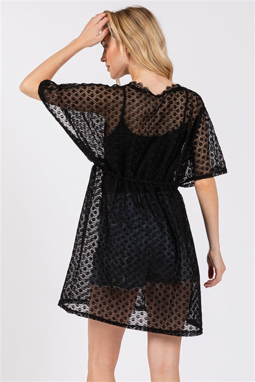 V-Neck Detailed Crochet Lace Cover-Up
